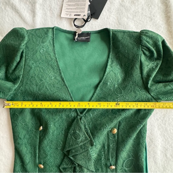 Atos Lombardini Italy Green Lace Mini Sheath Dress Size S - Picture 8 of 14